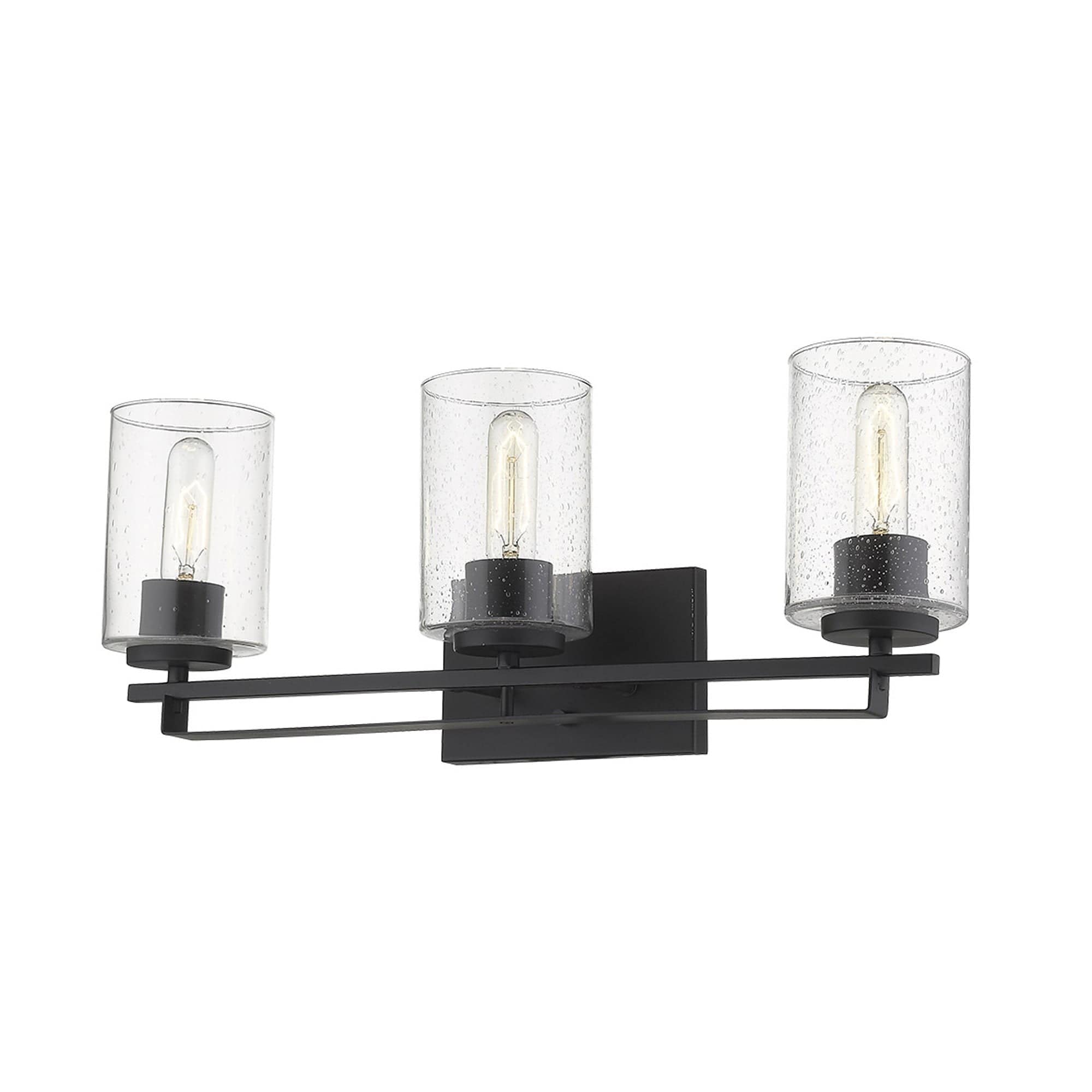 Black Metal and Textured Glass Three Light Wall Sconce - Homeroots