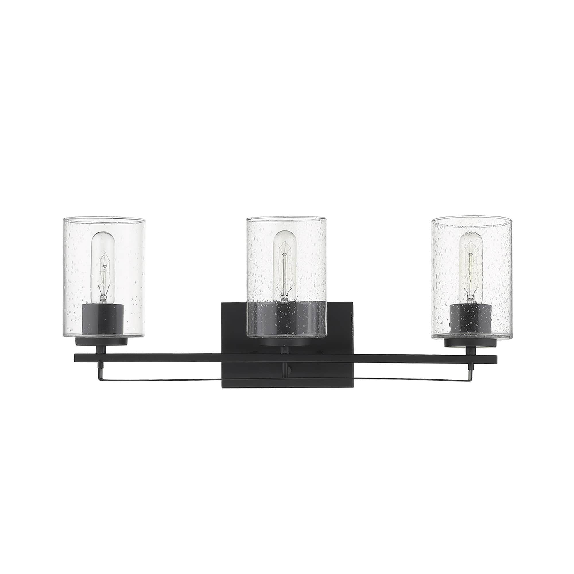 Black Metal and Textured Glass Three Light Wall Sconce - Homeroots