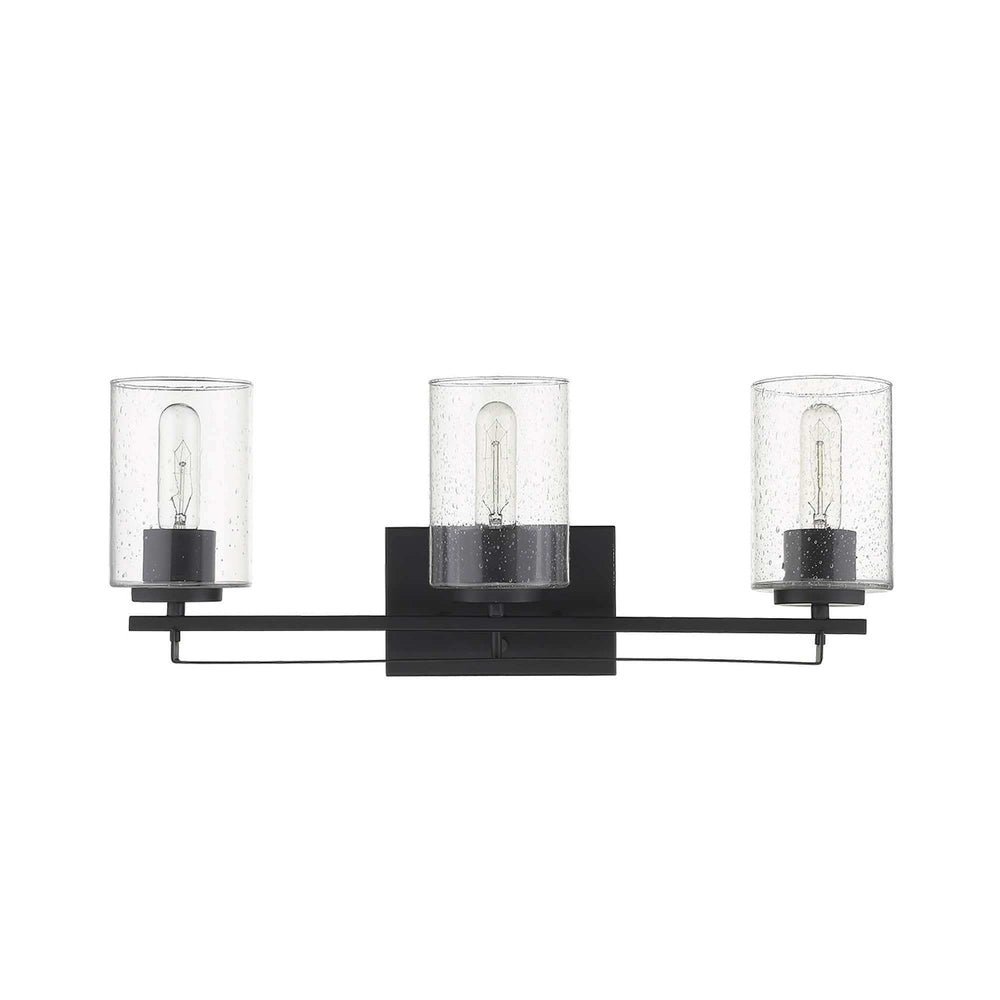 Black Metal and Textured Glass Three Light Wall Sconce - Homeroots - Flyclothing LLC
