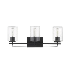 Black Metal and Textured Glass Three Light Wall Sconce - Homeroots