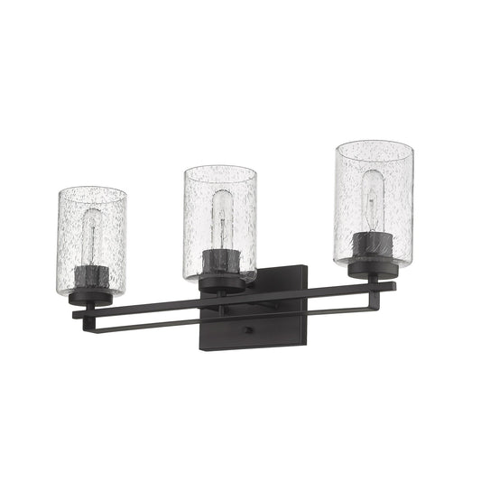 Bronze Metal and Textured Glass Three Light Wall Sconce - Homeroots