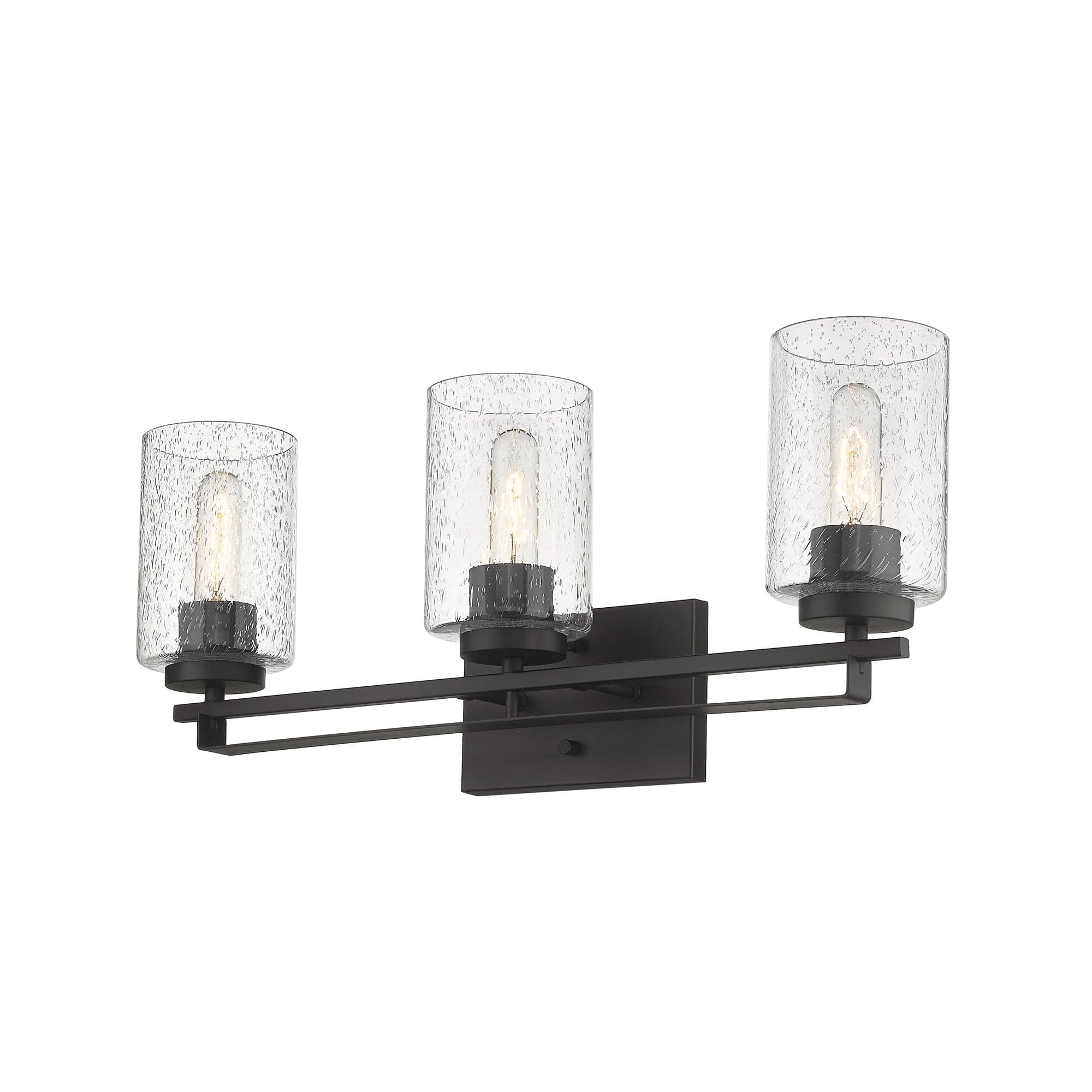 Bronze Metal and Textured Glass Three Light Wall Sconce - Homeroots