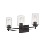 Bronze Metal and Textured Glass Three Light Wall Sconce - Homeroots - Flyclothing LLC