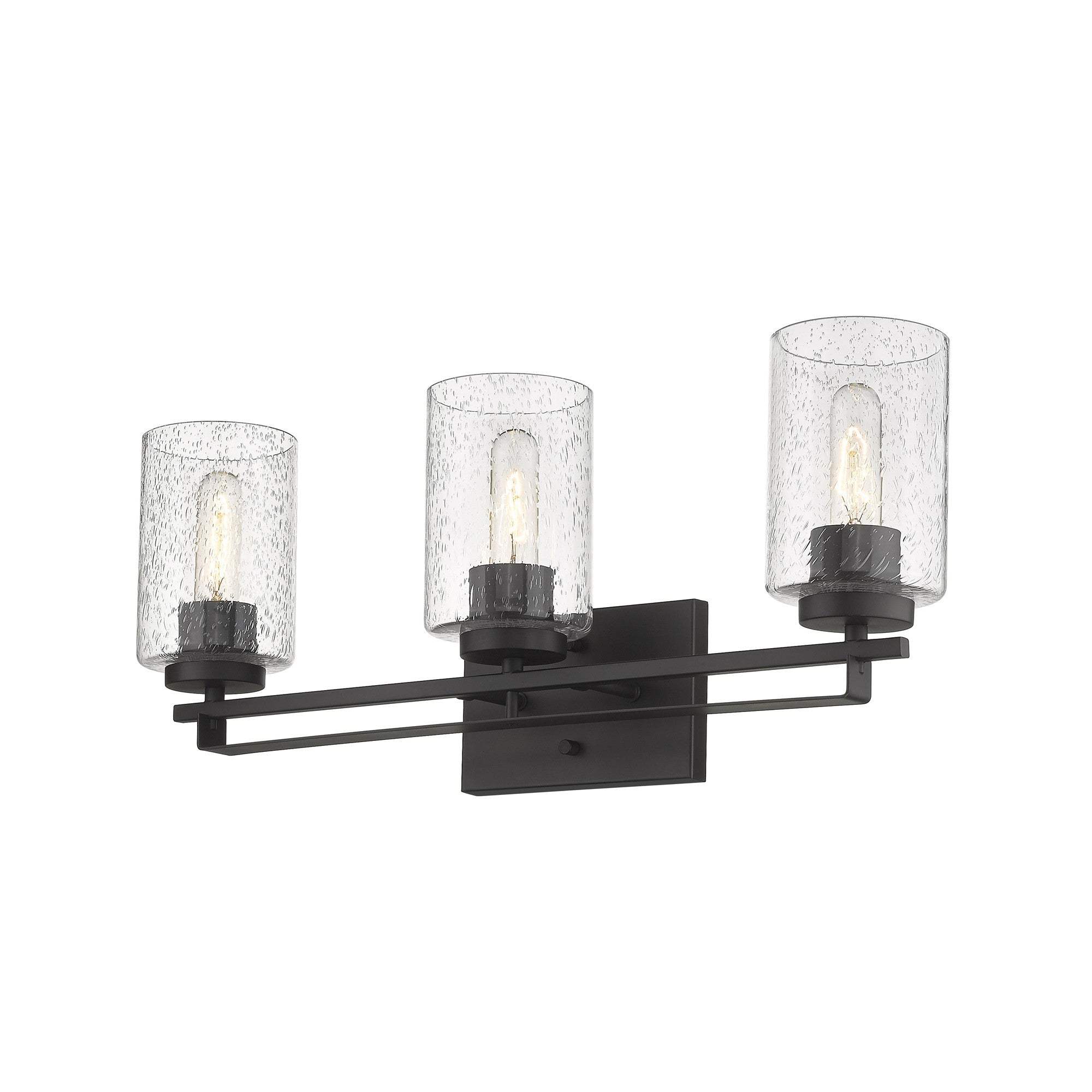 Bronze Metal and Textured Glass Three Light Wall Sconce - Homeroots - Flyclothing LLC