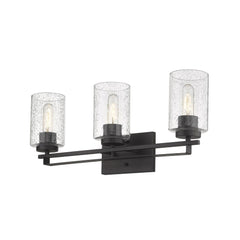 Bronze Metal and Textured Glass Three Light Wall Sconce - Homeroots