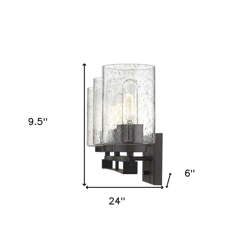 Bronze Metal and Textured Glass Three Light Wall Sconce - Homeroots - Flyclothing LLC