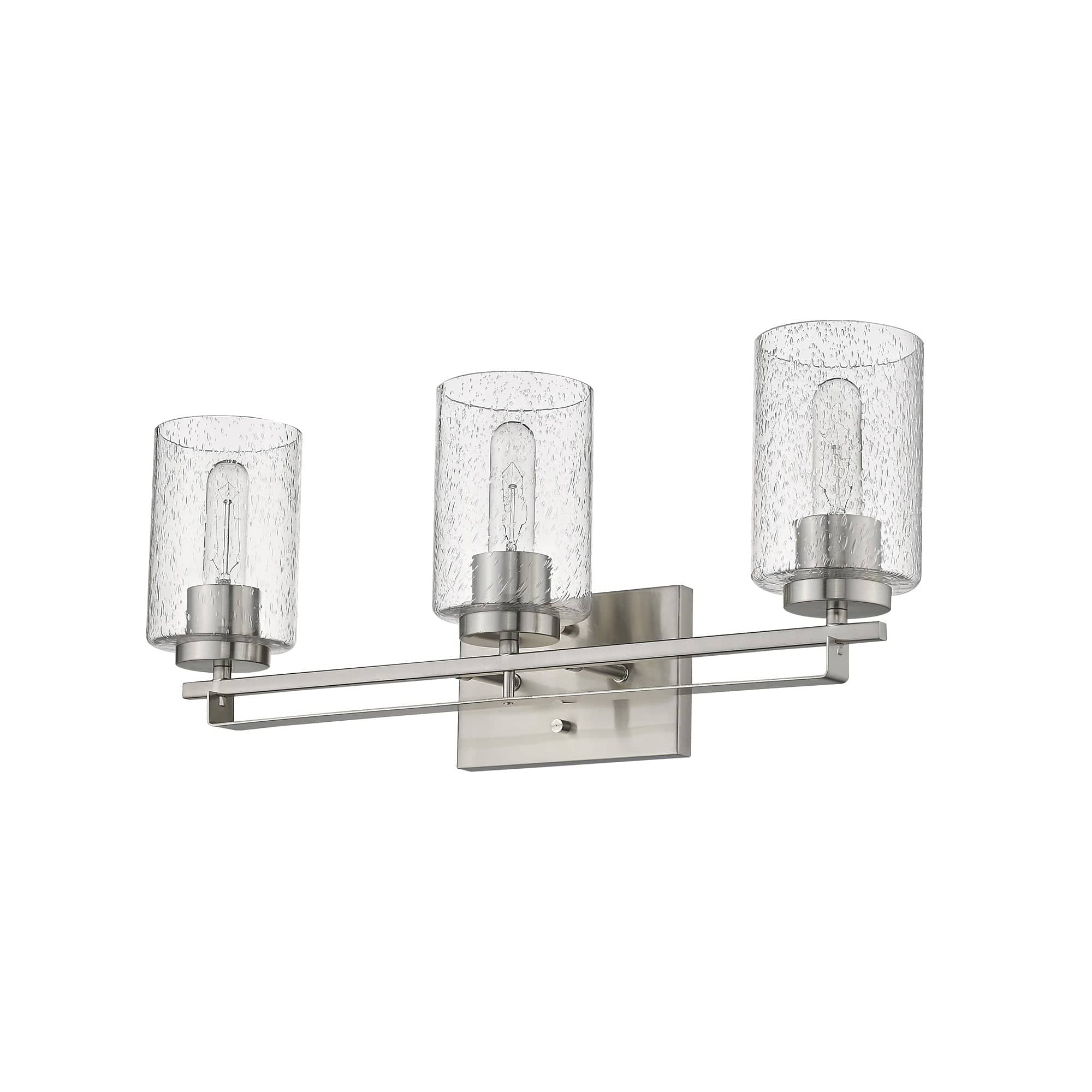 Silver Metal and Textured Glass Three Light Wall Sconce - Homeroots