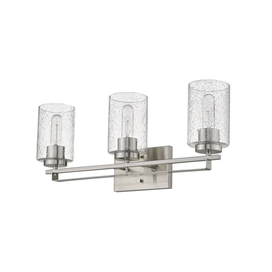 Silver Metal and Textured Glass Three Light Wall Sconce - Homeroots