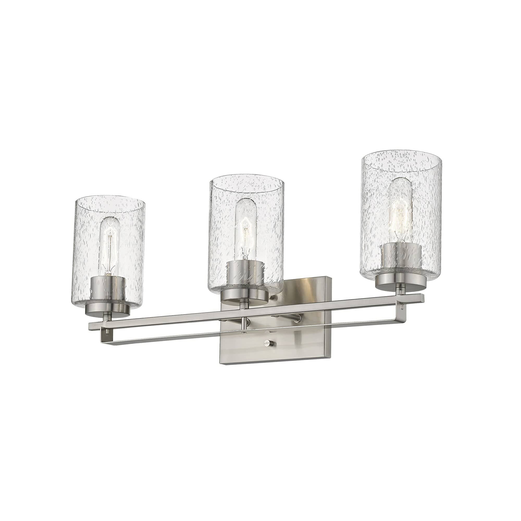 Silver Metal and Textured Glass Three Light Wall Sconce - Homeroots
