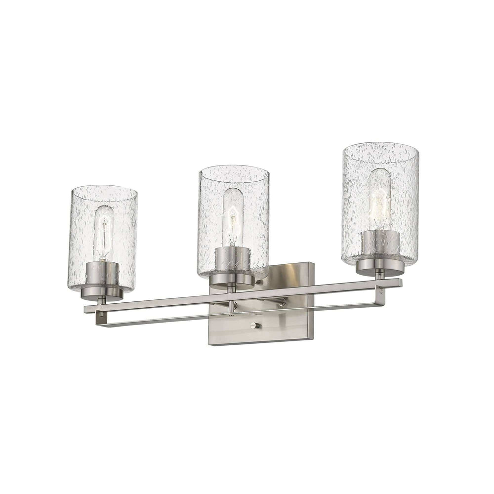 Silver Metal and Textured Glass Three Light Wall Sconce - Homeroots - Flyclothing LLC