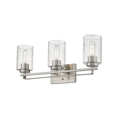 Silver Metal and Textured Glass Three Light Wall Sconce - Homeroots