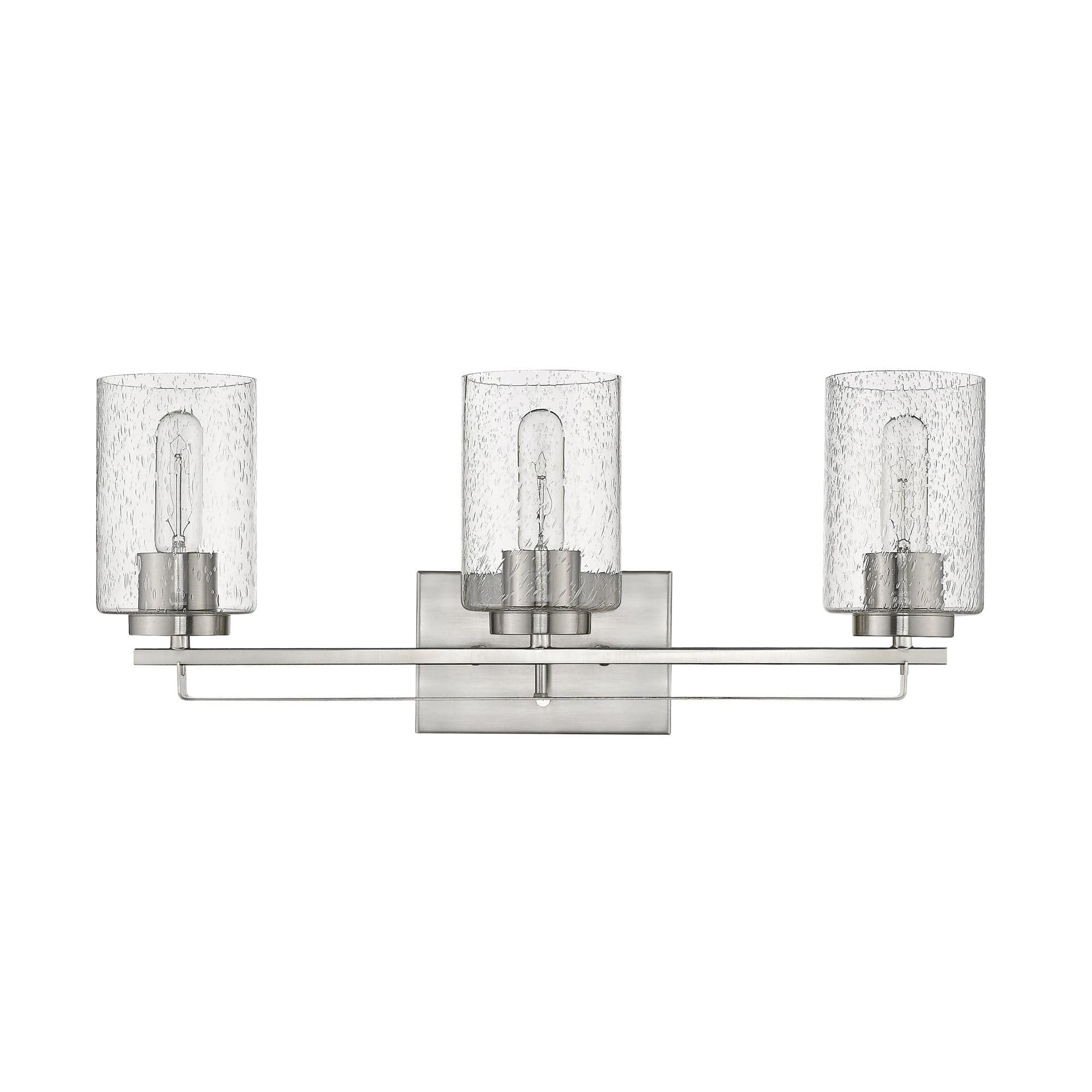 Silver Metal and Textured Glass Three Light Wall Sconce - Homeroots
