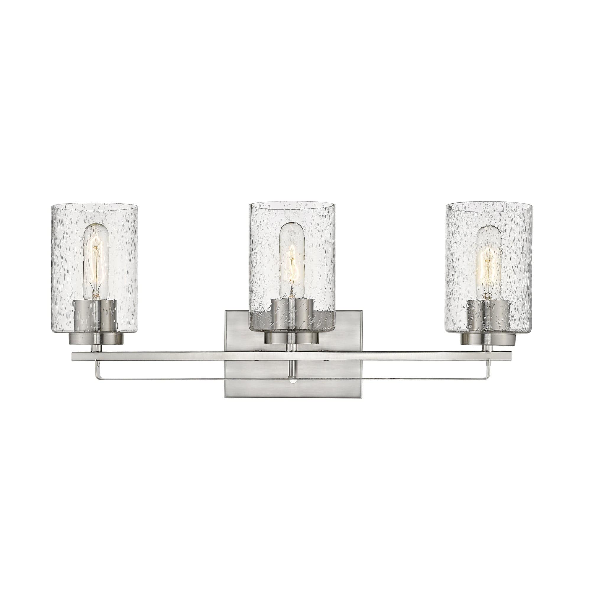 Silver Metal and Textured Glass Three Light Wall Sconce - Homeroots