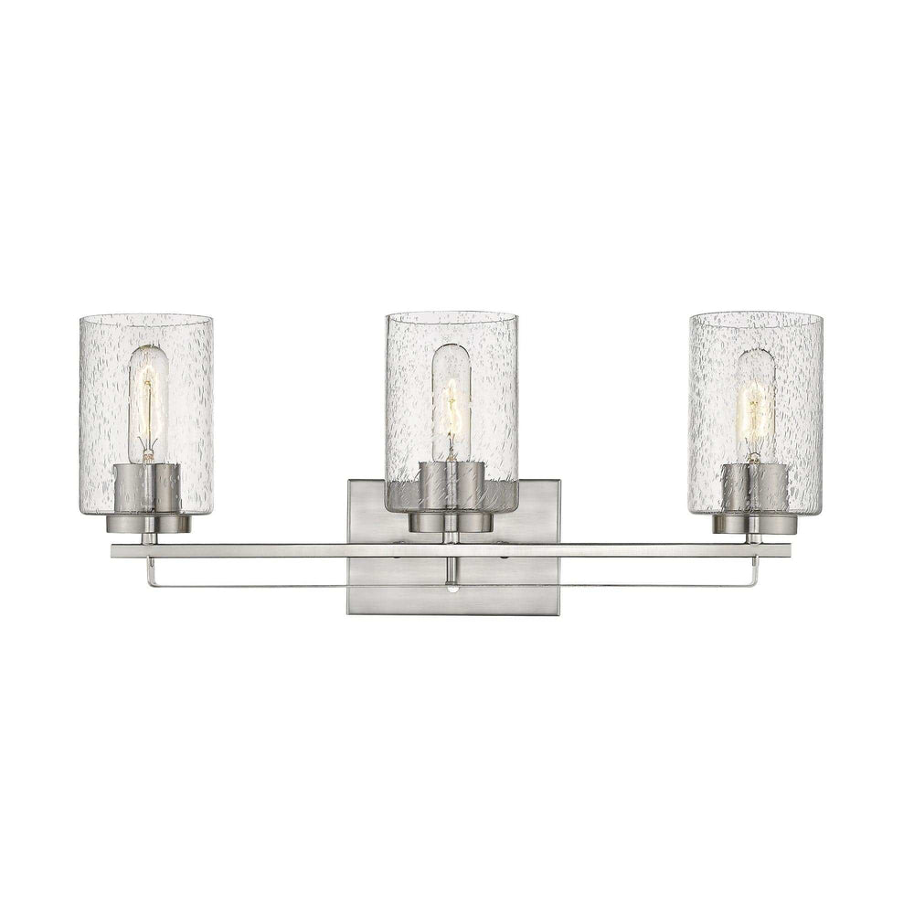 Silver Metal and Textured Glass Three Light Wall Sconce - Homeroots - Flyclothing LLC