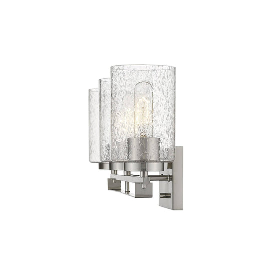 Silver Metal and Textured Glass Three Light Wall Sconce - Homeroots