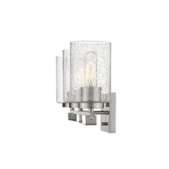 Silver Metal and Textured Glass Three Light Wall Sconce - Homeroots