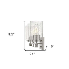 Silver Metal and Textured Glass Three Light Wall Sconce - Homeroots
