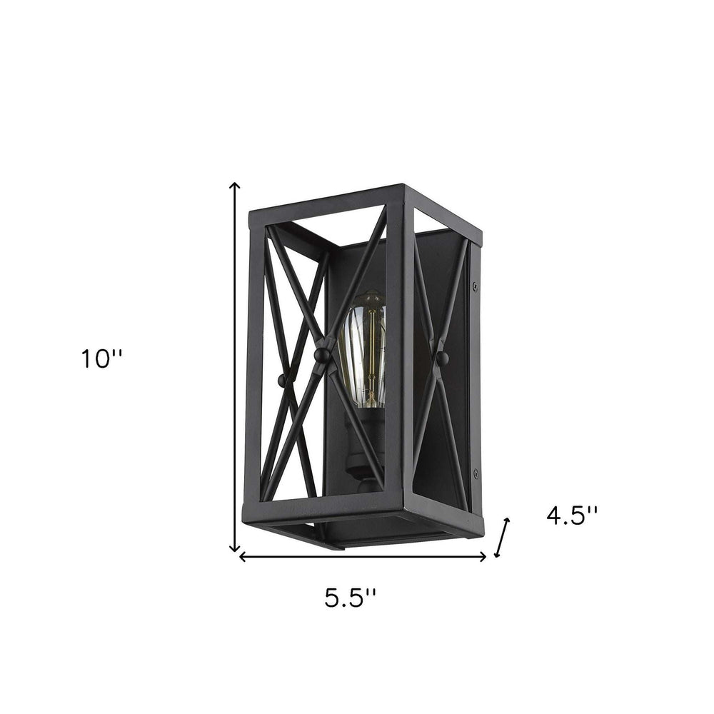 Matte Black Metal Geometric Wall Light - Homeroots - Flyclothing LLC