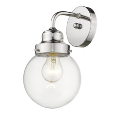 One Light Silver Wall Sconce with Round Glass Shade - Homeroots