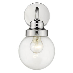 One Light Silver Wall Sconce with Round Glass Shade - Homeroots