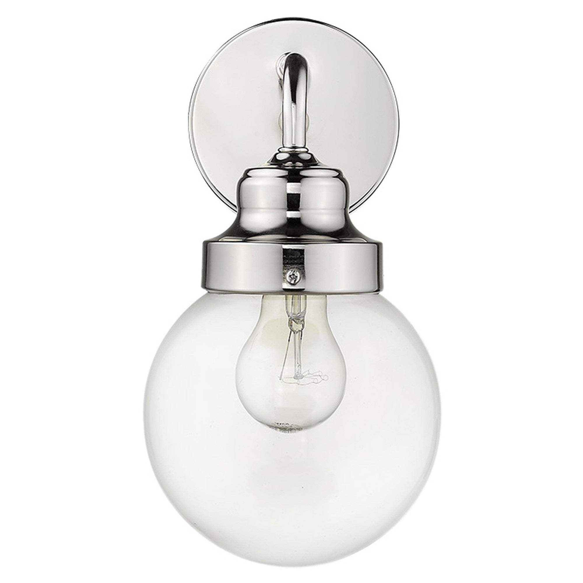 One Light Silver Wall Sconce with Round Glass Shade - Homeroots - Flyclothing LLC