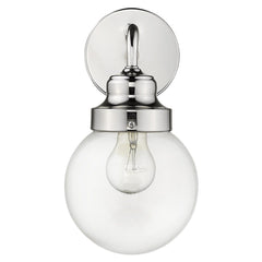 One Light Silver Wall Sconce with Round Glass Shade - Homeroots
