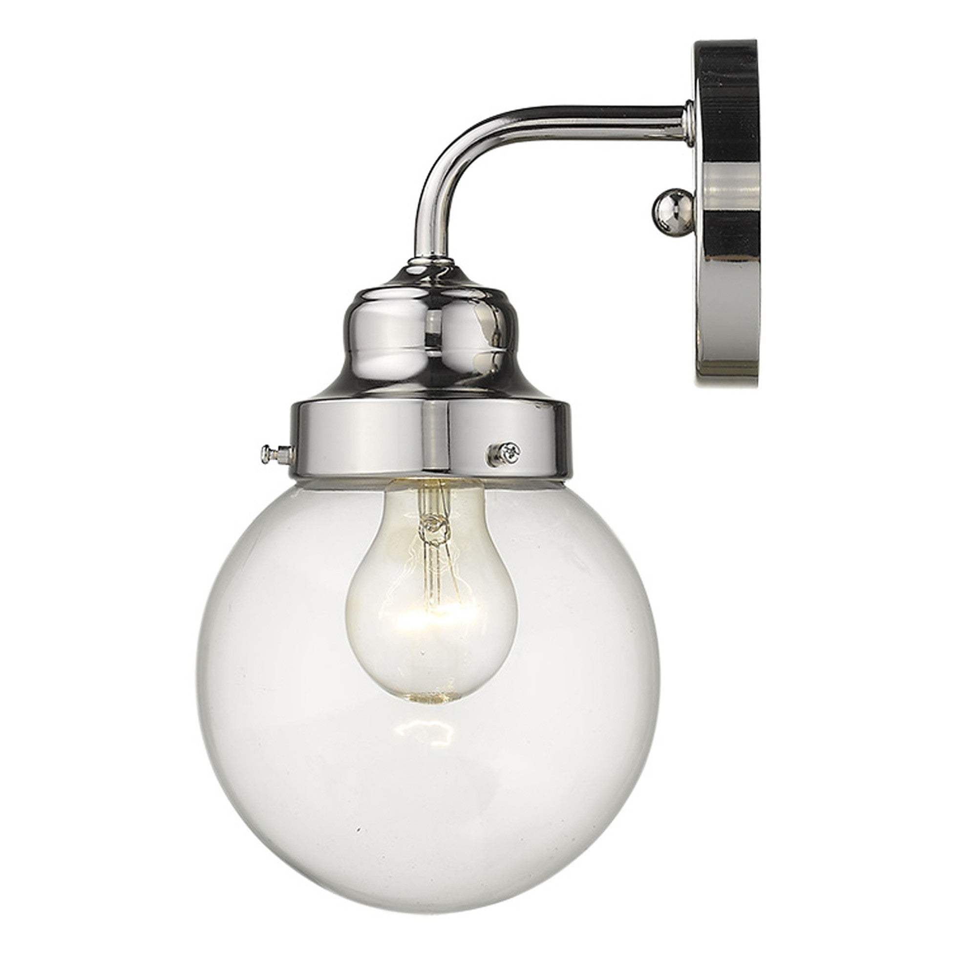 One Light Silver Wall Sconce with Round Glass Shade - Homeroots - Flyclothing LLC