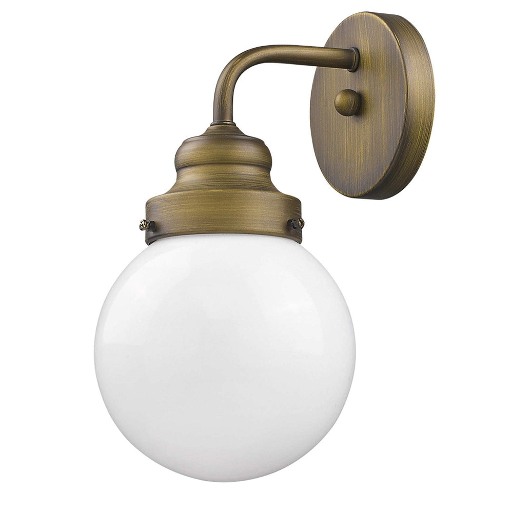One Light Gold Wall Sconce with Round Glass Shade - Homeroots - Flyclothing LLC