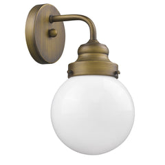 One Light Gold Wall Sconce with Round Glass Shade - Homeroots