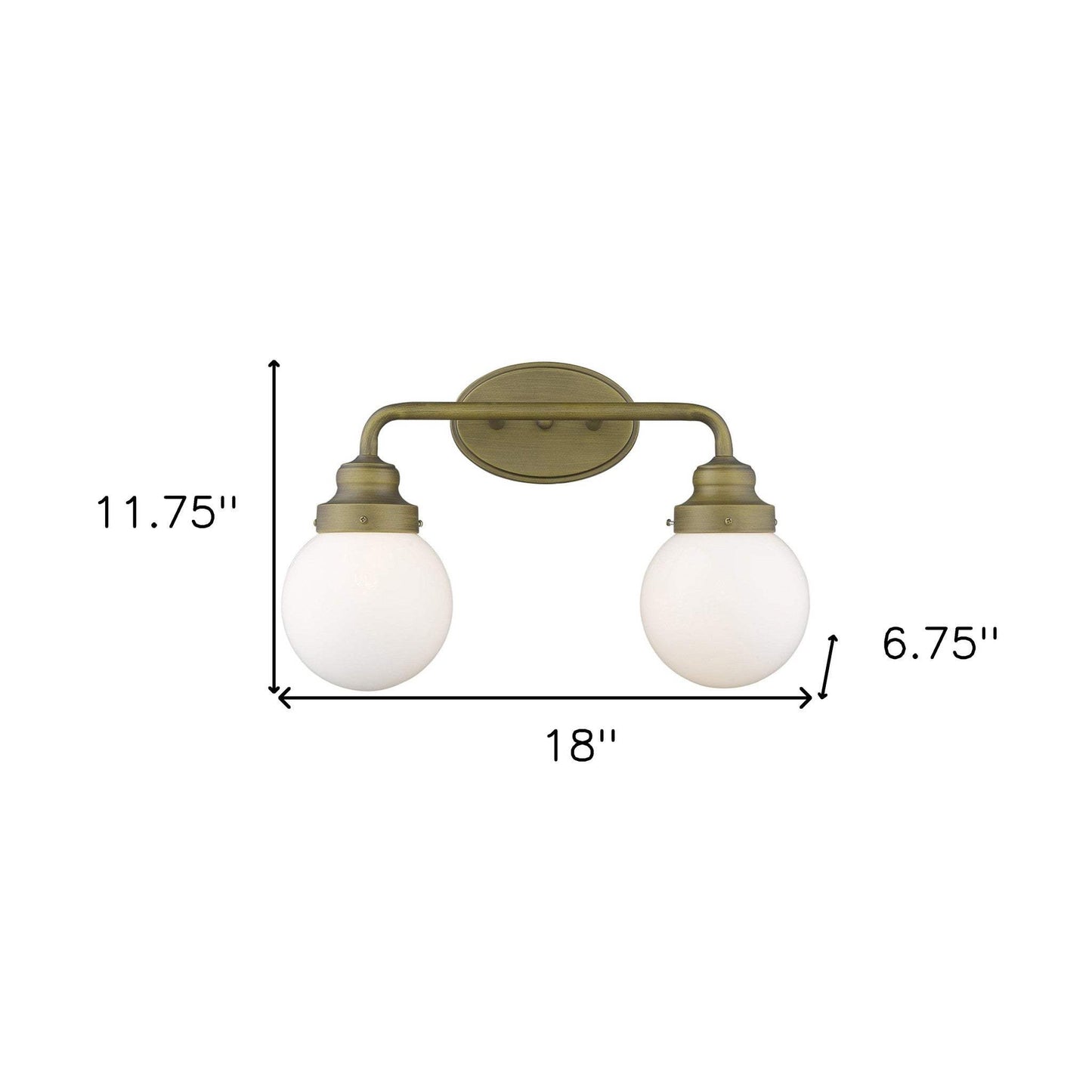 Two Light Gold Wall Sconce with Round Glass Shade - Homeroots - Flyclothing LLC