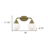 Two Light Gold Wall Sconce with Round Glass Shade - Homeroots - Flyclothing LLC