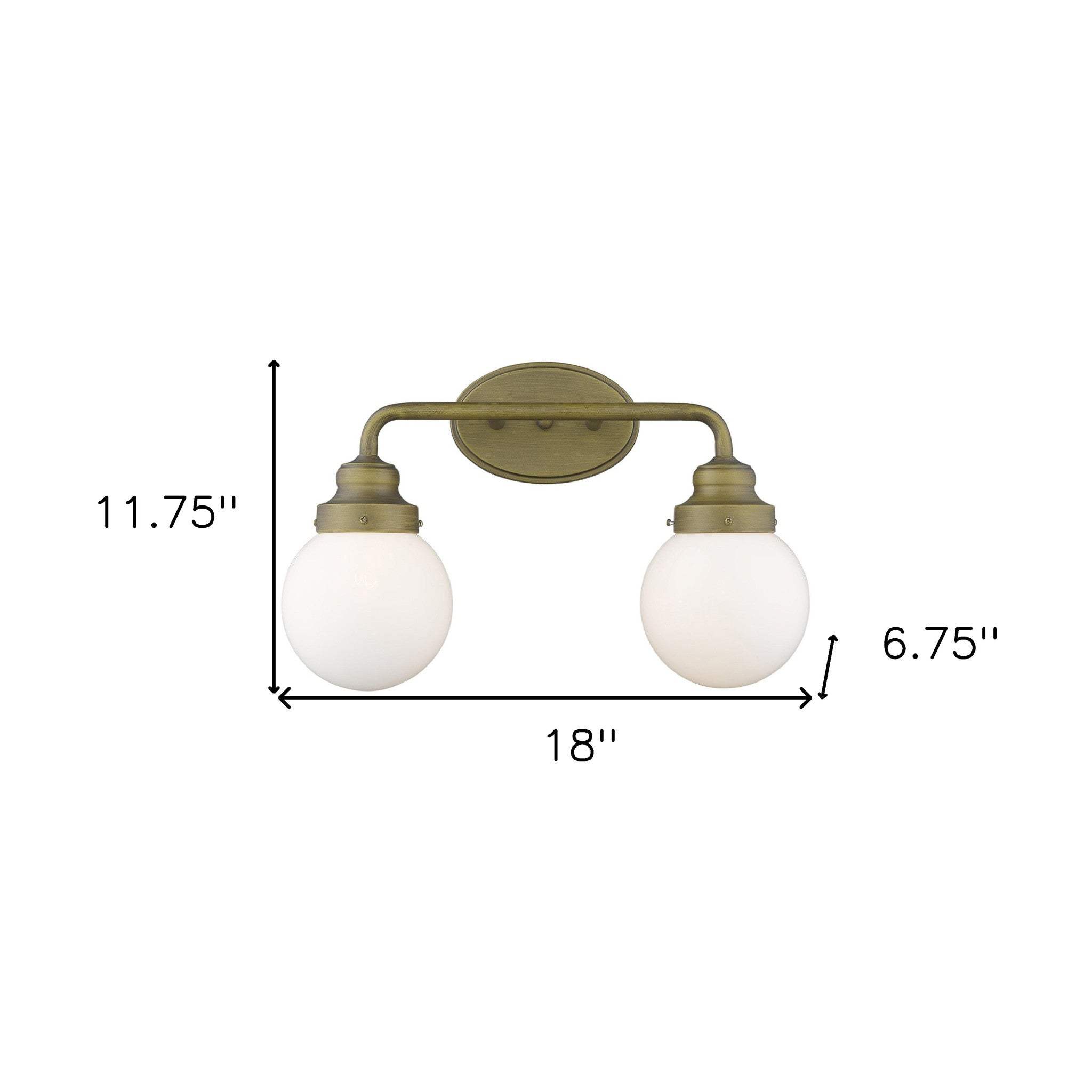 Two Light Gold Wall Sconce with Round Glass Shade - Homeroots - Flyclothing LLC