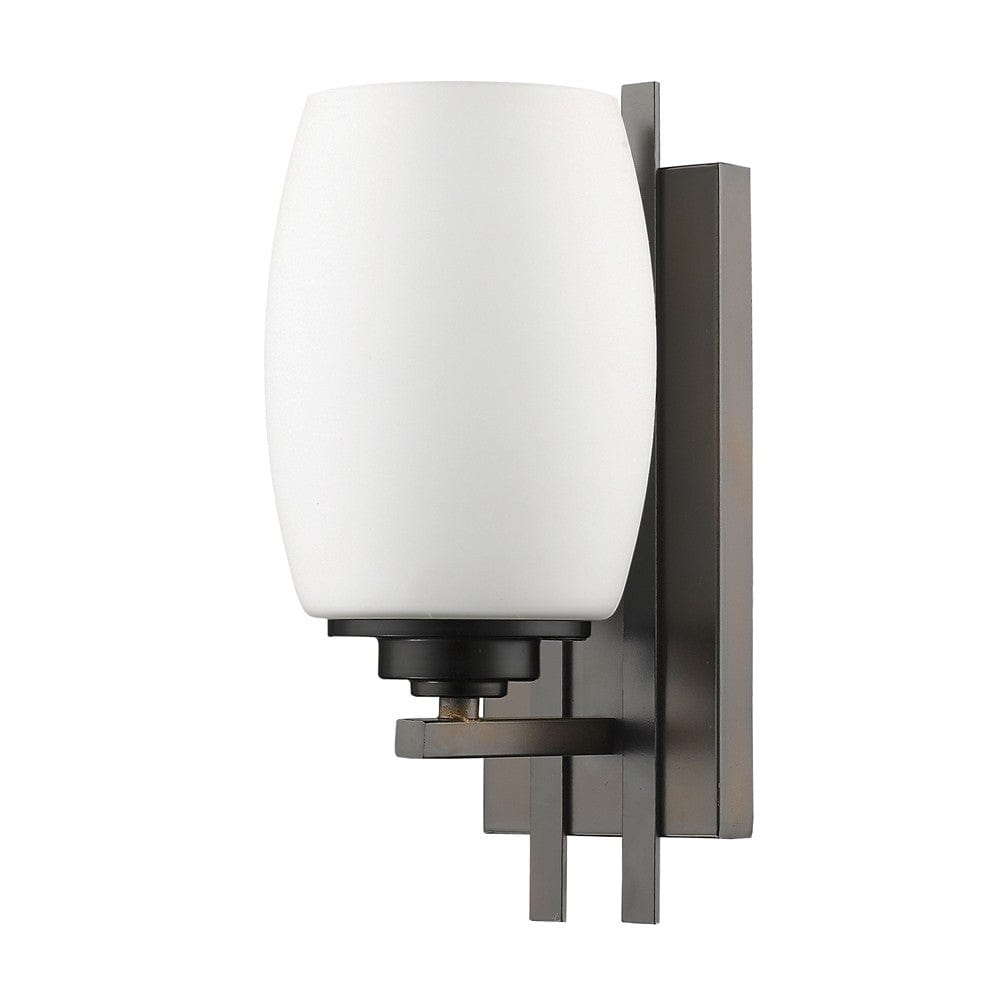Geometric Bronze Wall Sconce with Frosted Glass Shade - Homeroots