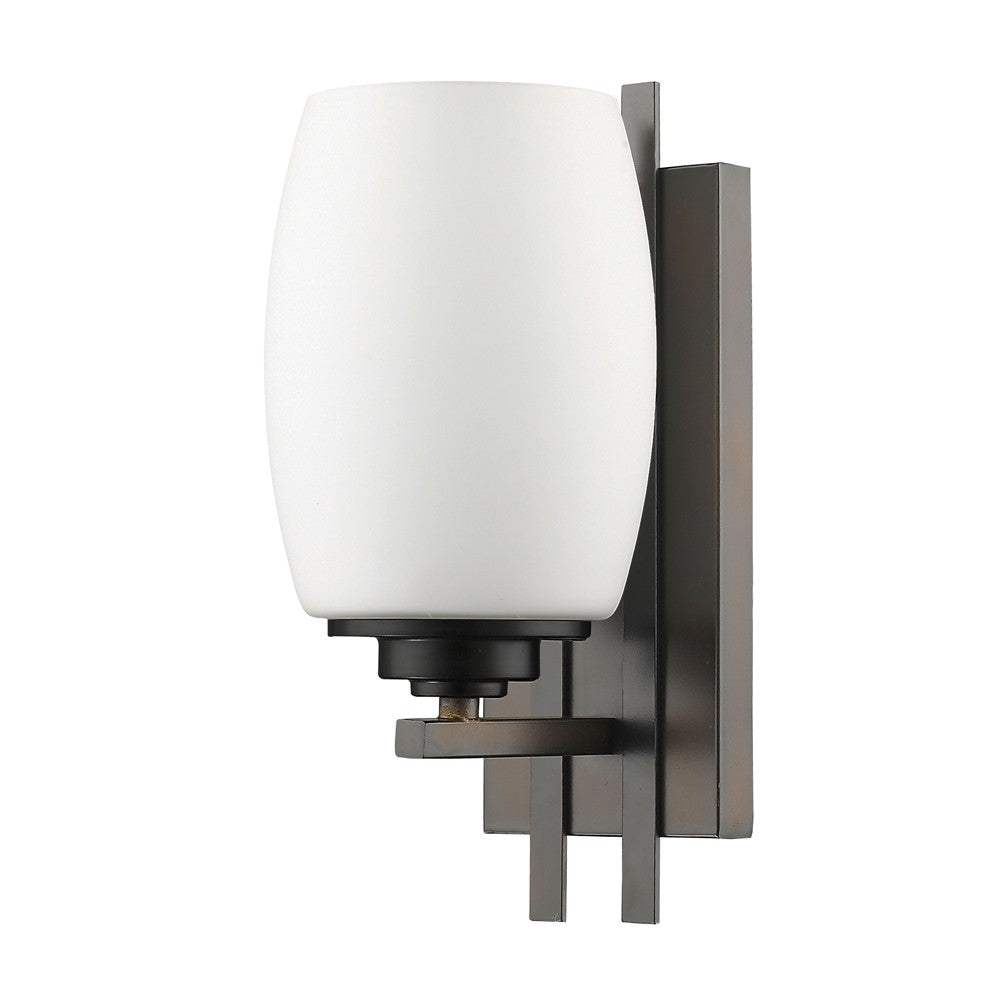 Geometric Bronze Wall Sconce with Frosted Glass Shade - Homeroots - Flyclothing LLC