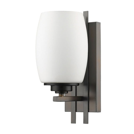 Geometric Bronze Wall Sconce with Frosted Glass Shade - Homeroots
