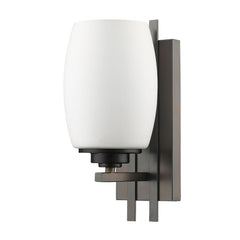Geometric Bronze Wall Sconce with Frosted Glass Shade - Homeroots