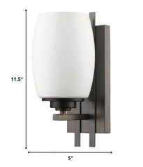Geometric Bronze Wall Sconce with Frosted Glass Shade - Homeroots