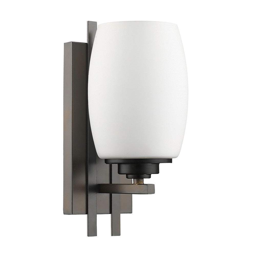 Geometric Bronze Wall Sconce with Frosted Glass Shade - Homeroots - Flyclothing LLC