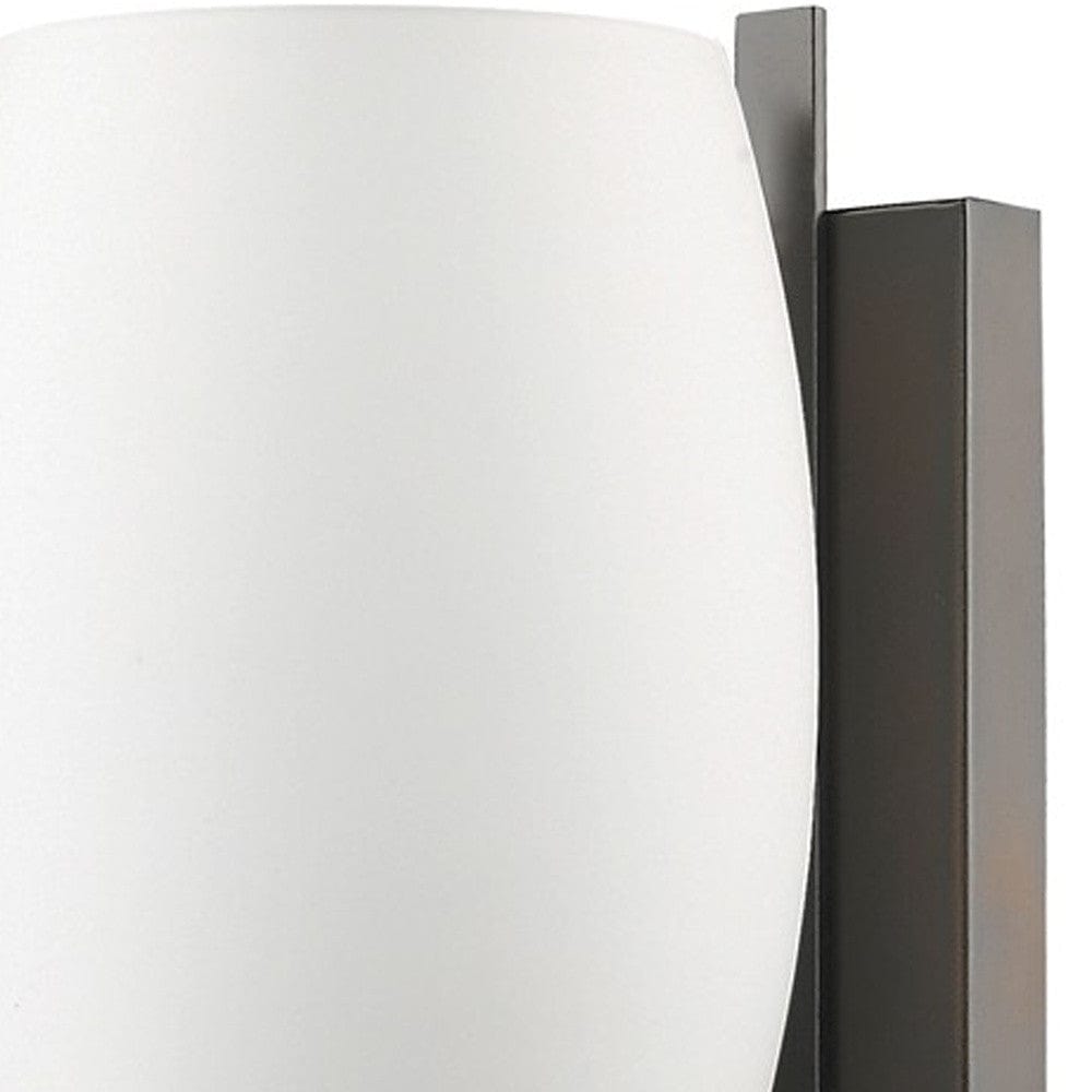 Geometric Bronze Wall Sconce with Frosted Glass Shade - Homeroots