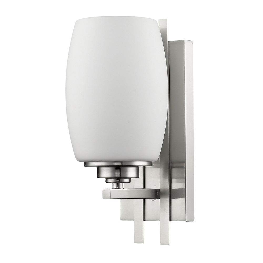 Geometric Silver Wall Sconce with Frosted Glass Shade - Homeroots - Flyclothing LLC