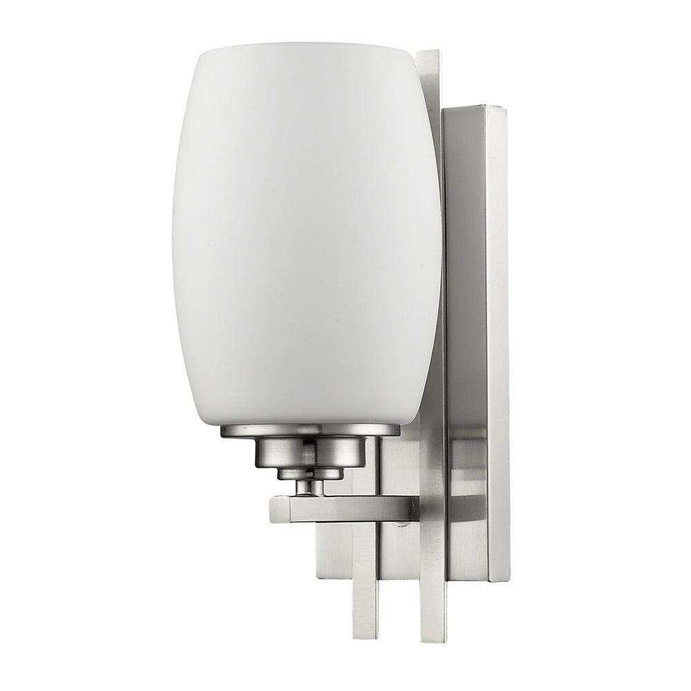 Geometric Silver Wall Sconce with Frosted Glass Shade - Homeroots - Flyclothing LLC