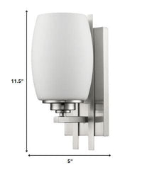 Geometric Silver Wall Sconce with Frosted Glass Shade - Homeroots
