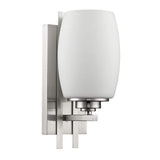 Geometric Silver Wall Sconce with Frosted Glass Shade - Homeroots - Flyclothing LLC