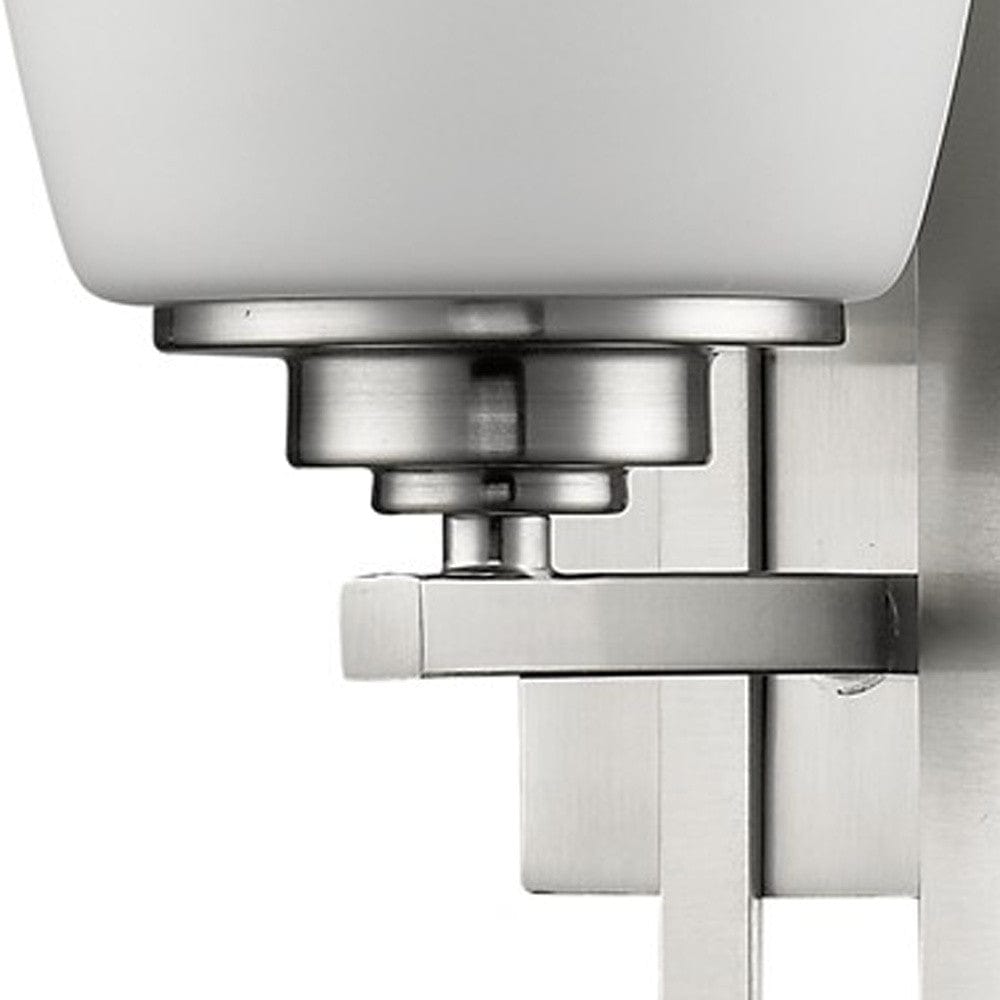 Geometric Silver Wall Sconce with Frosted Glass Shade - Homeroots