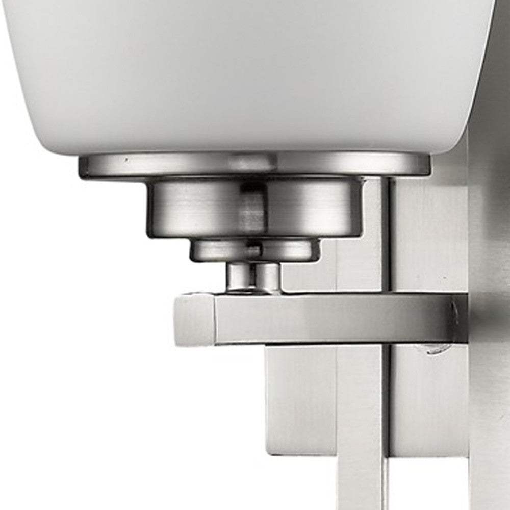 Geometric Silver Wall Sconce with Frosted Glass Shade - Homeroots - Flyclothing LLC