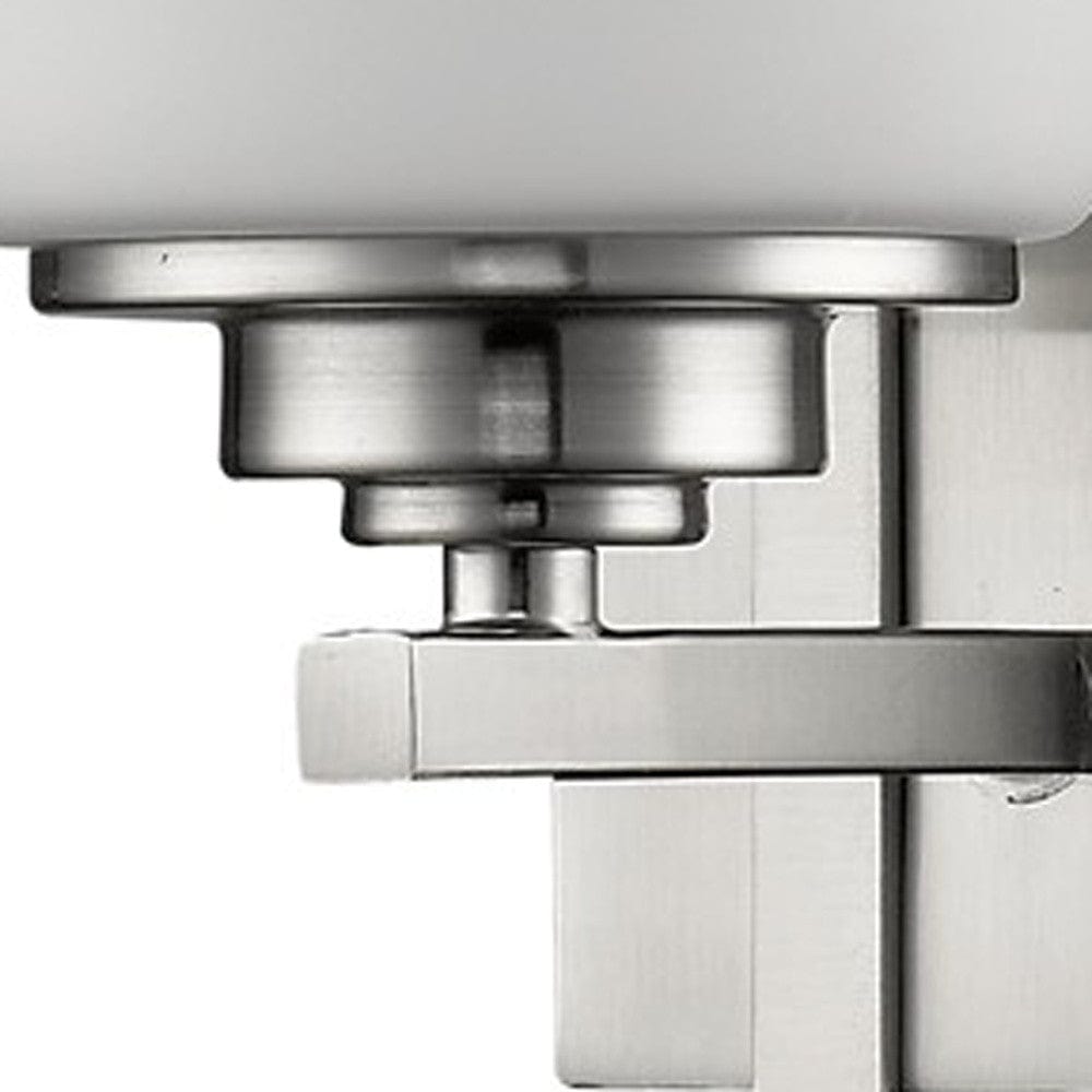 Geometric Silver Wall Sconce with Frosted Glass Shade - Homeroots