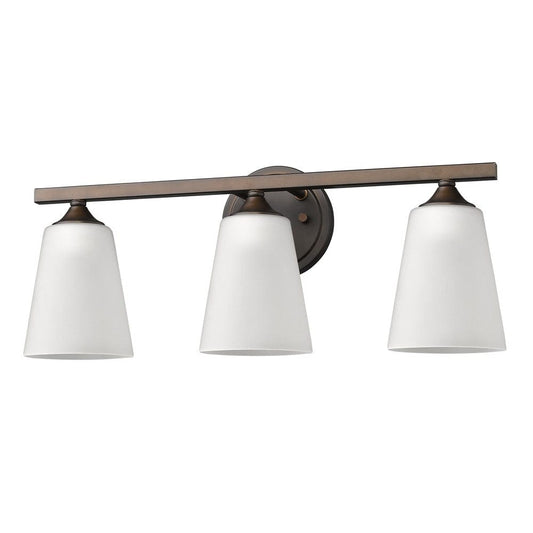 Three Light Bronze Metal Vanity Wall Light - Homeroots