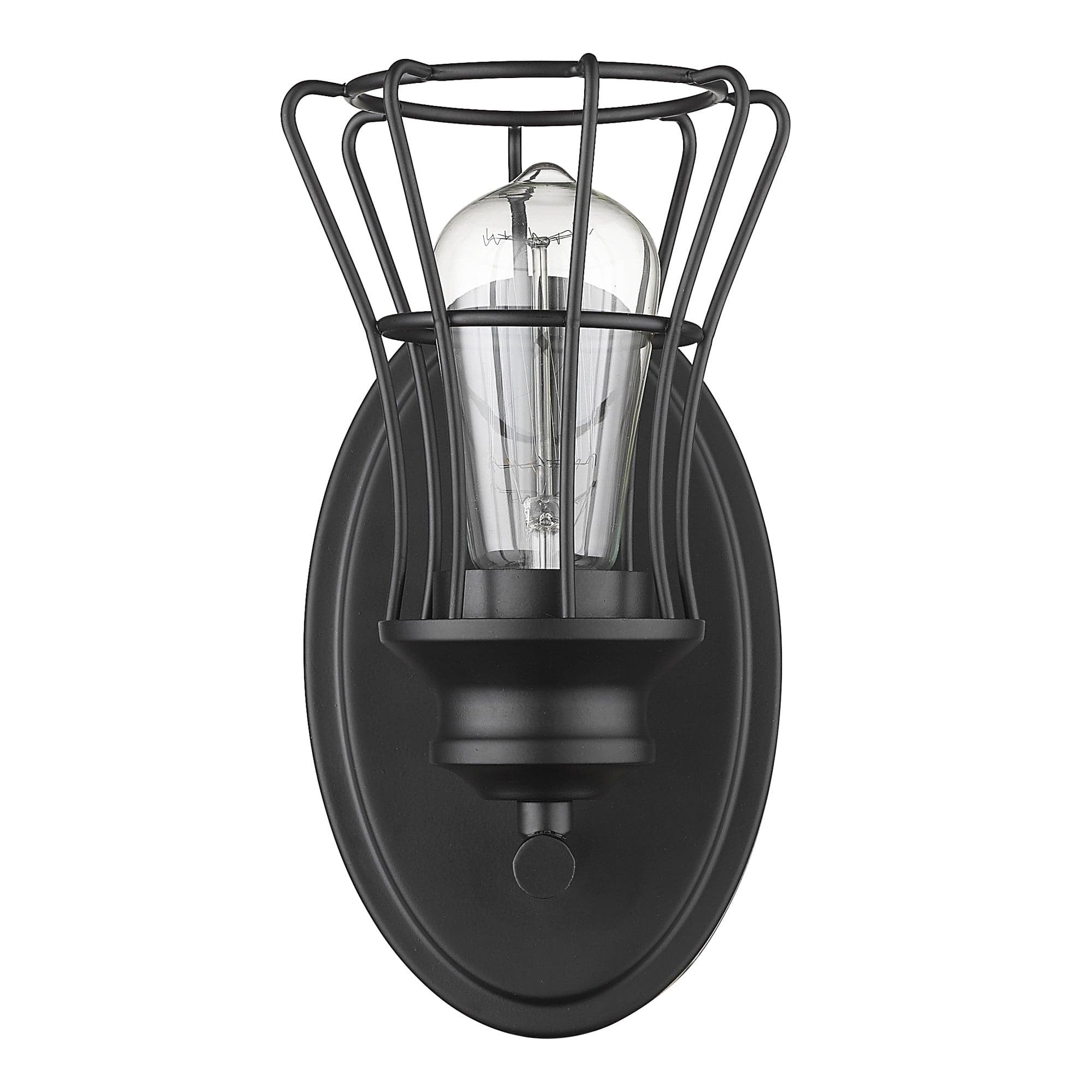 One Light Matte Black Cage Wall Sconce - Homeroots