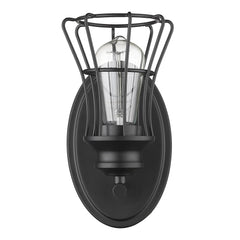 One Light Matte Black Cage Wall Sconce - Homeroots