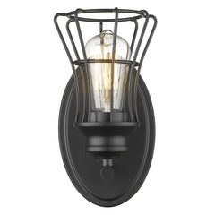 One Light Matte Black Cage Wall Sconce - Homeroots